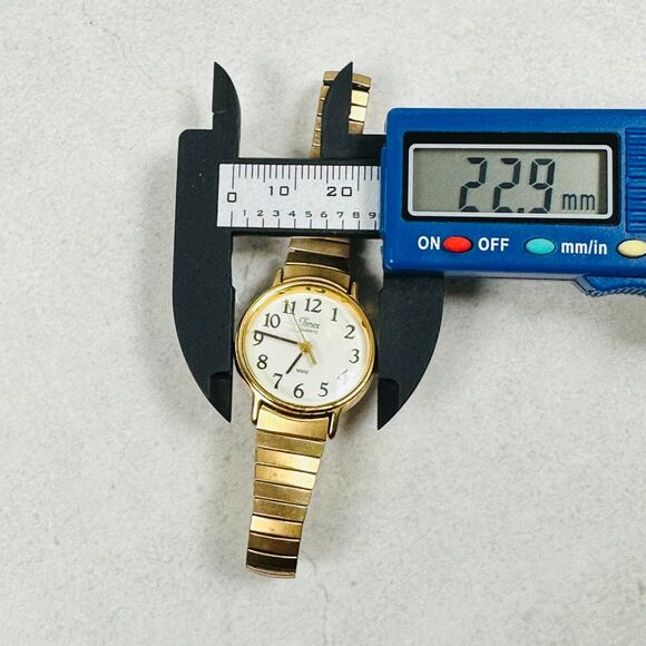 VTG Timex Watch Womens 23mm Gold Tone Expansion White Dial Round New Battery - Picture 10 of 11